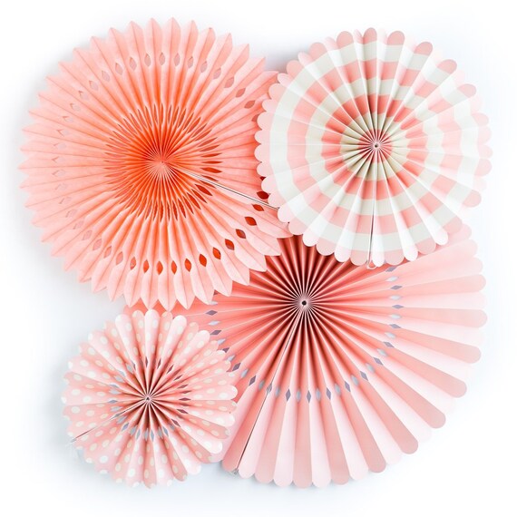 Coral Flamingo Party Fans Il_570xn
