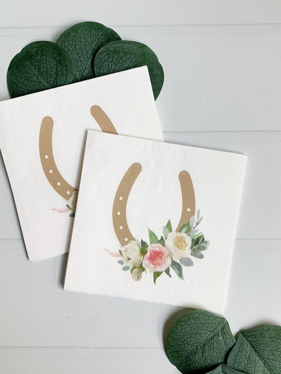 Kentucky Derby Cocktail Napkins Pink With Gold Horseshoe Etsy