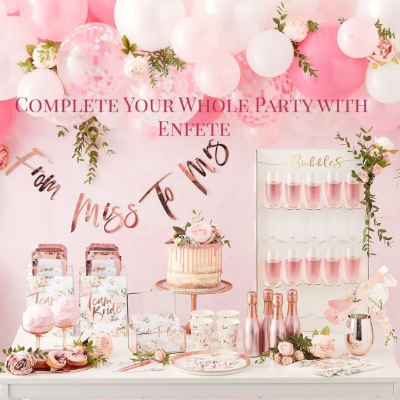 Team Bride Bridal Shower Banner Rose Gold Bachelorette Etsy