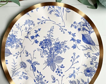 Blue Toile Dinner Plates