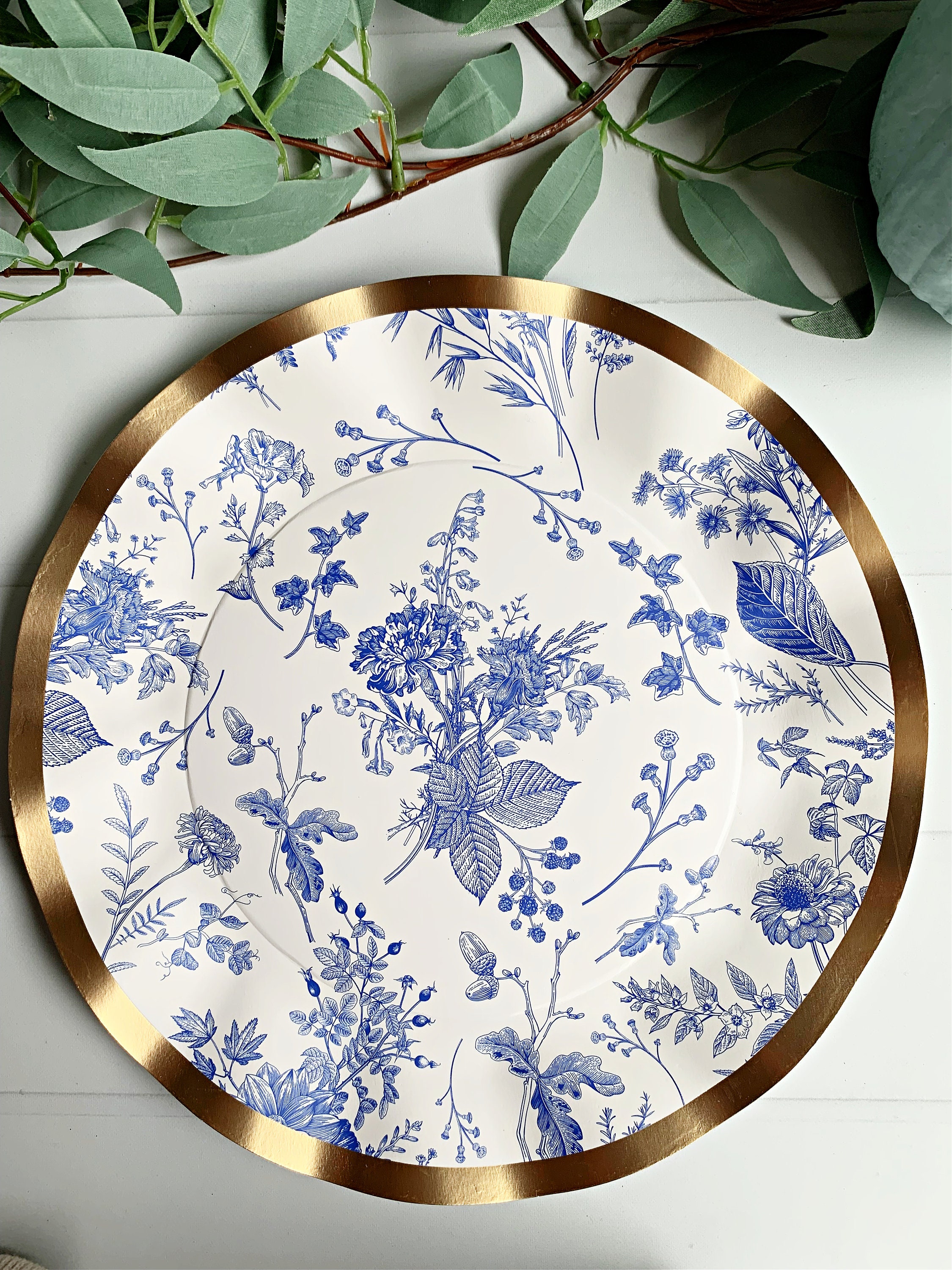 Blue Toile Dinner Plates
