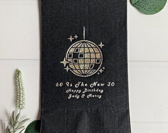 Personalized Disco Dinner Napkins | Guest Towels