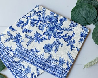 Blue Toile Cocktail Napkins