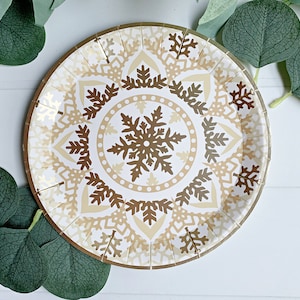 Snowflake Dessert Plates - Gold Foil