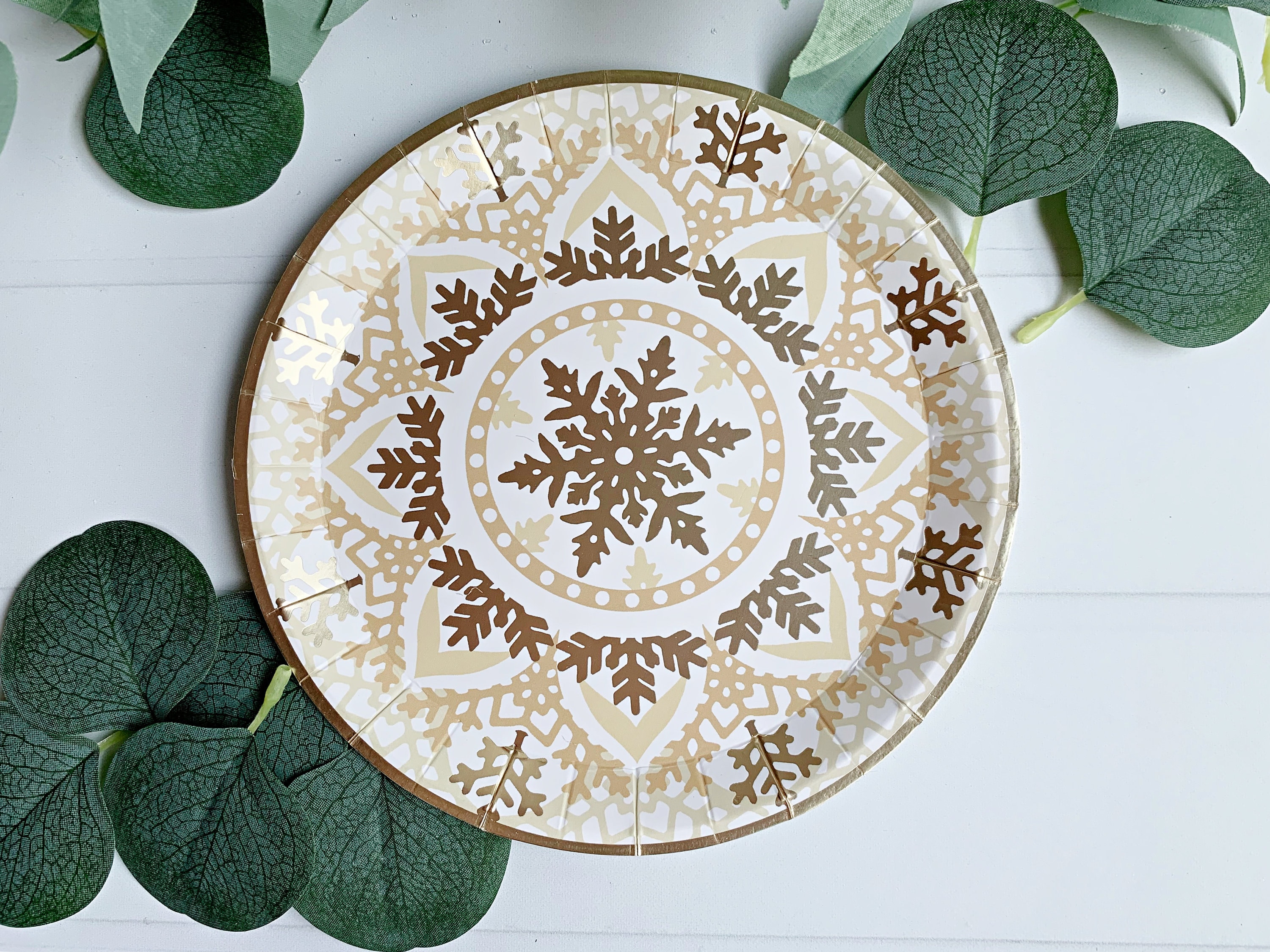 Snowflake Dessert Plates Gold Foil