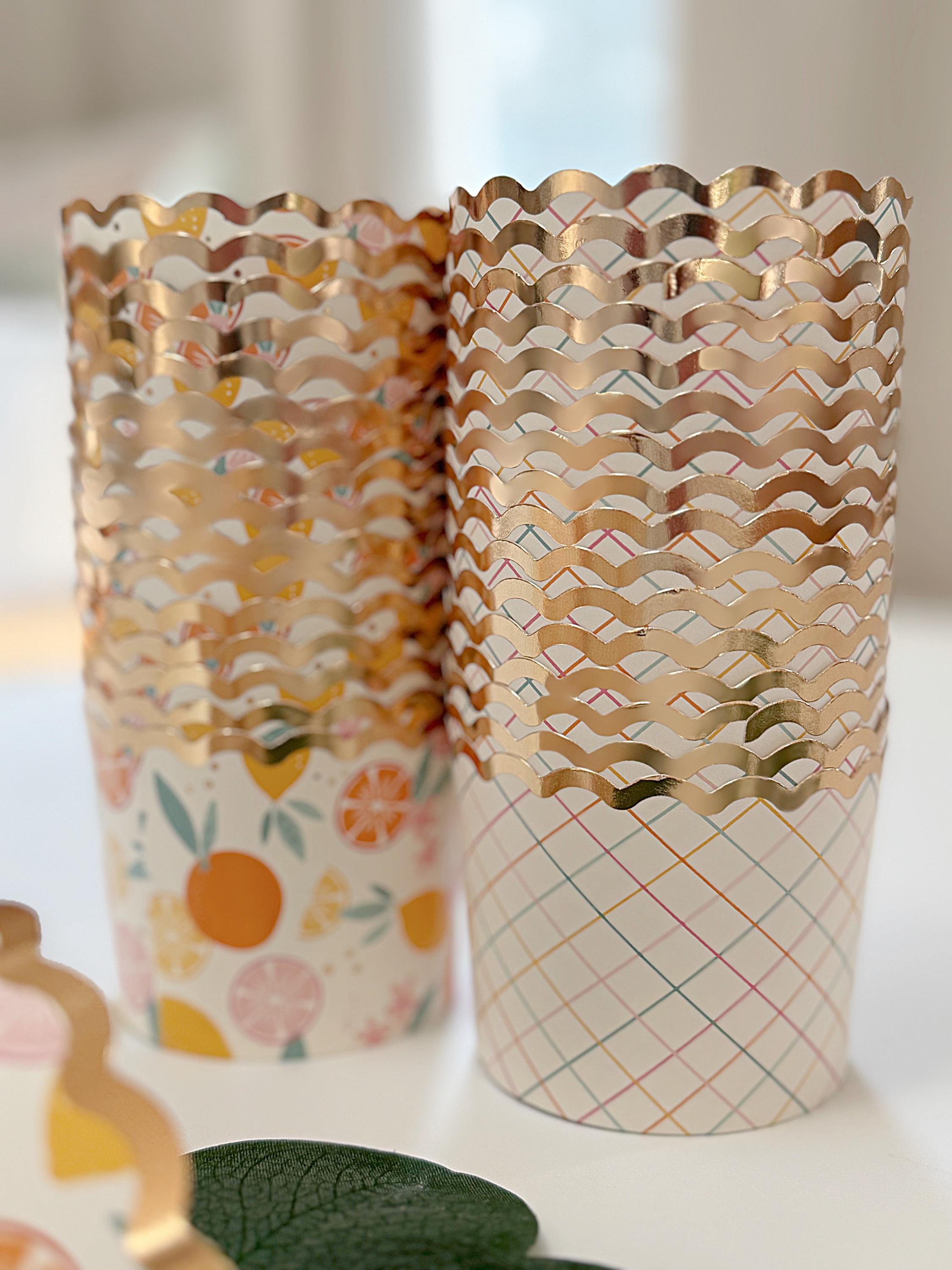 Clementine Citrus Cupcake Liners: Baby Shower & Bridal Shower - Set of 36