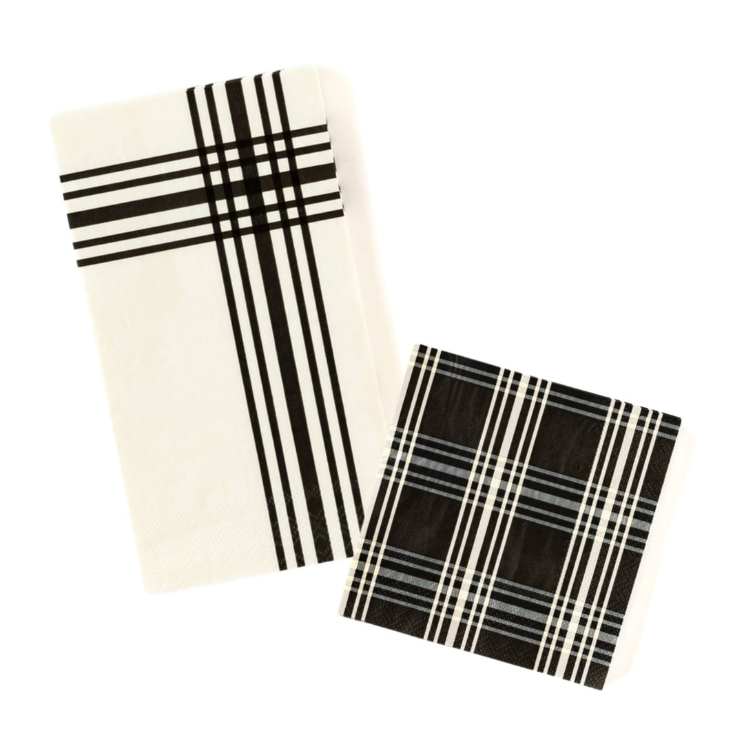 Black and Cream Plaid Paper Napkins for Dinner or Beverage Etsy