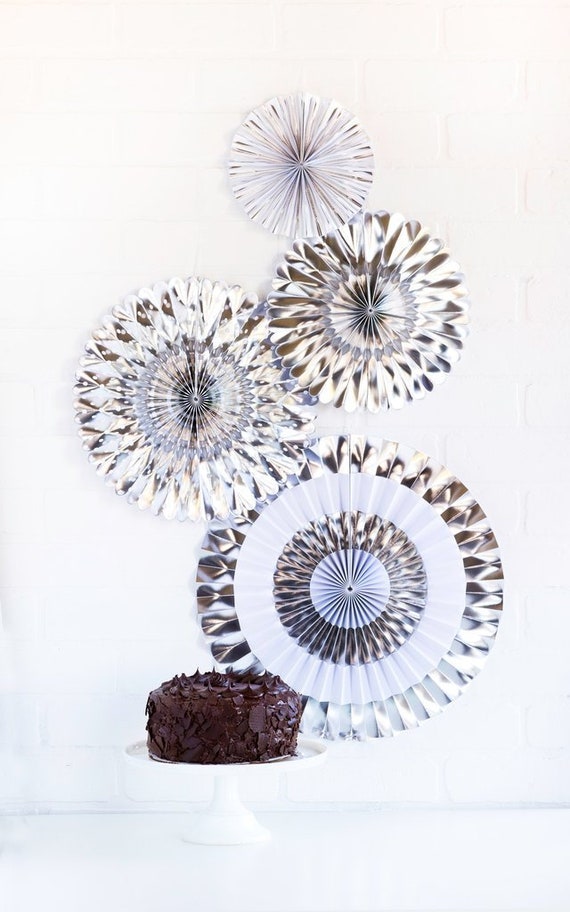 Disco Party Backdrop Fans - Chrome & Silver Il_570xn