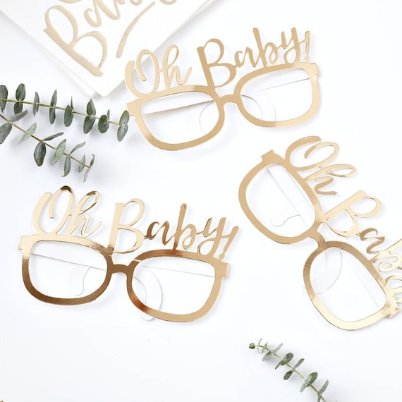 Oh Baby Photo Props, Baby Shower Favors, Gold Glasses for Photo booth Il_570xn