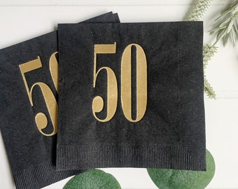 50th Birthday Napkins - Gold & Black