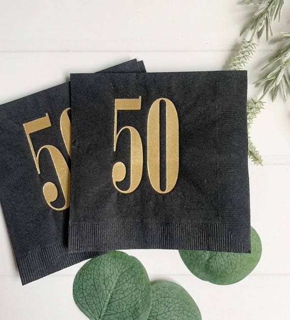 50th Birthday Napkins - Gold & Black Il_570xn