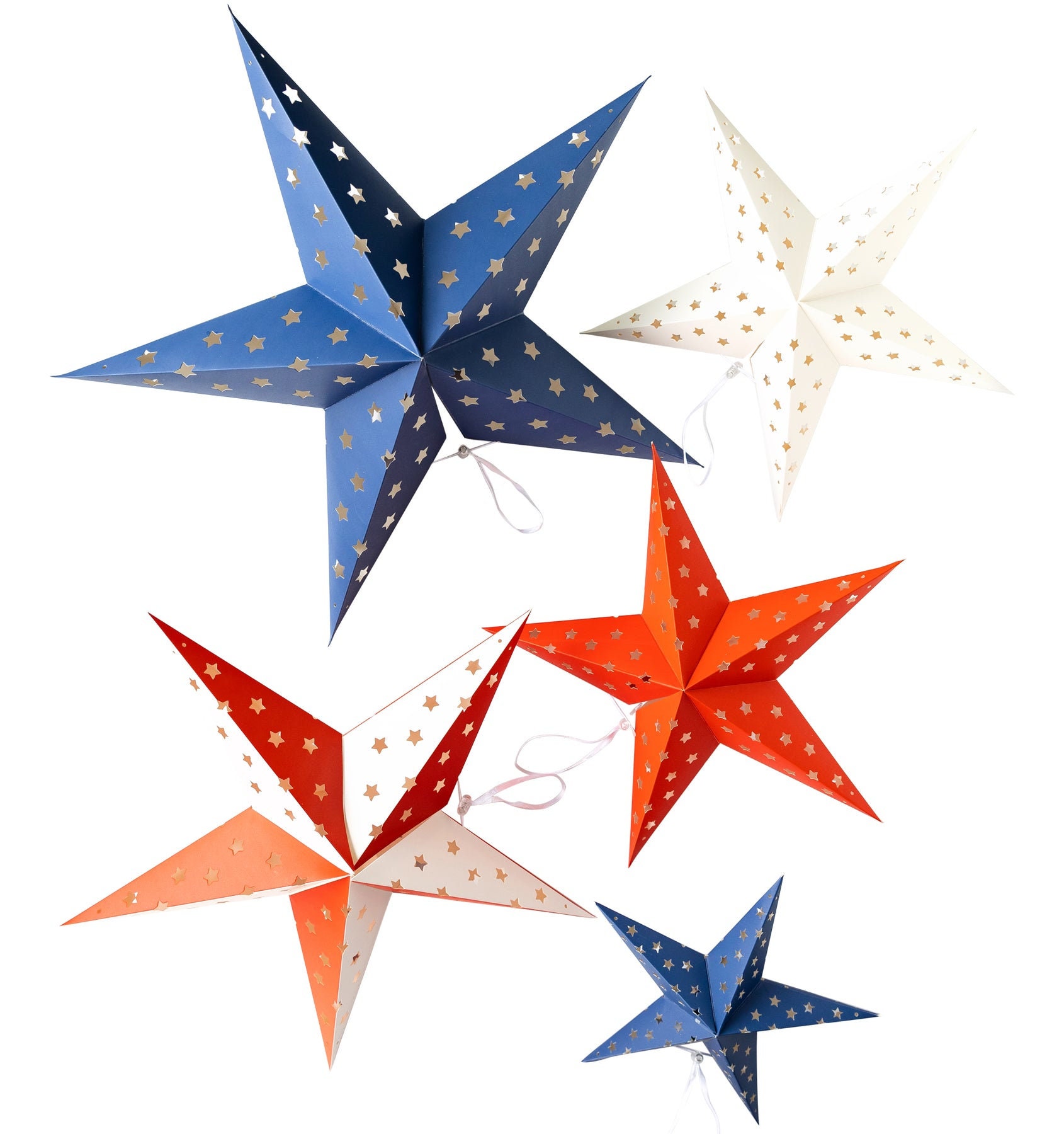 4th Of July Star Ornaments For Tree - Independence Day Star Hanging Blue Red Mini Labor Christmas Decor