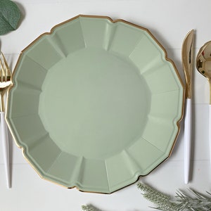 Sage Scalloped Dinner Plates