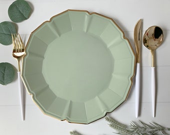 Sage Scalloped Dinner Plates