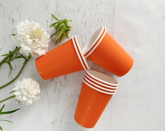 Orange Paper Cups, Set of 8