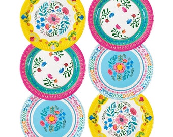 Boho Fiesta Paper Plates- Medium