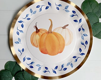 Thanksgiving Pumpkin Dinner Plates- Set of 8 - Paper Plates