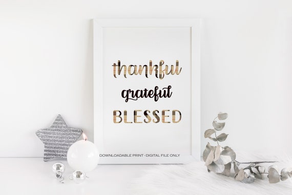 Thankful Grateful Blessed Print, Friendsgiving Il_570xn