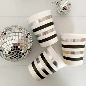 Silver & Black Striped Cups