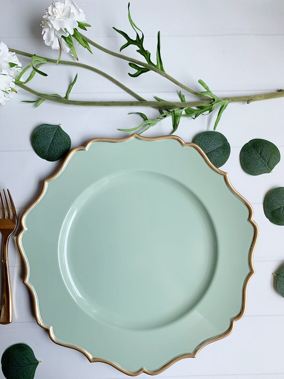 Sage Green Charger Plates by EnFete Catch My Party