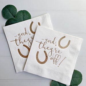 And They're Off Derby Luncheon Napkins - White