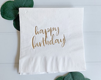 Gold Happy Birthday Napkins