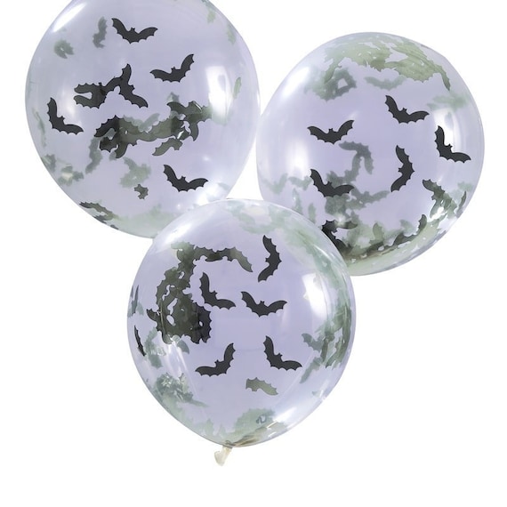 Bat Balloon & Tails Set of 5- Black Confetti Bats Il_570xn