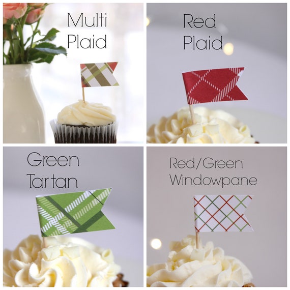 Plaid Party Cupcake Toppers Derby Party Decor Etsy
