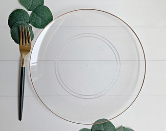 Clear with Gold Edge Dinner Plates