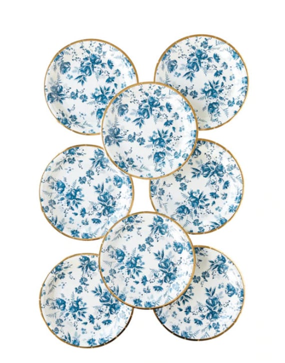 Blue Floral Dessert Plates by EnFete Catch My Party