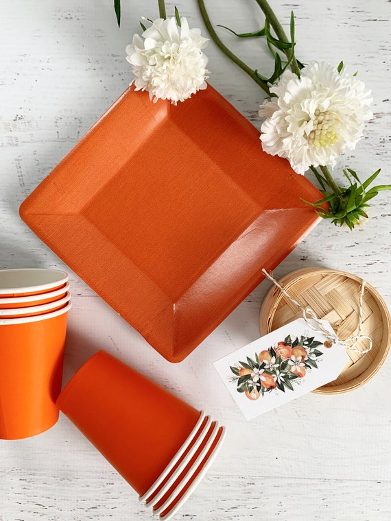 Orange Dessert Plates Il_570xn