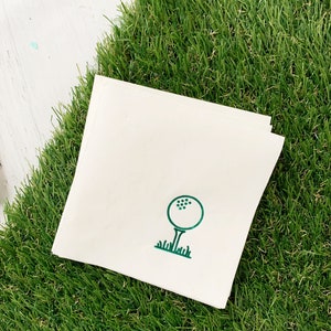 Golf Tee Cocktail Napkins: Green & White Party Decor, Set of 16