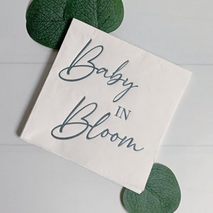 Baby in Bloom - Boy or Girl Baby Shower Cocktail Napkins - Blue Foil
