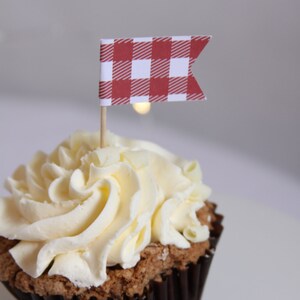 Baby Q Red and White Gingham Cupcake Flags image 3