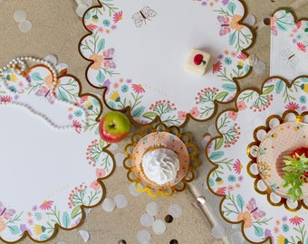 Round Floral & Butterfly Tea Party Placemats