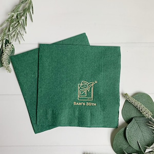 Personalized Old Fashioned Glass Cocktail Napkins: Custom Birthday Decor