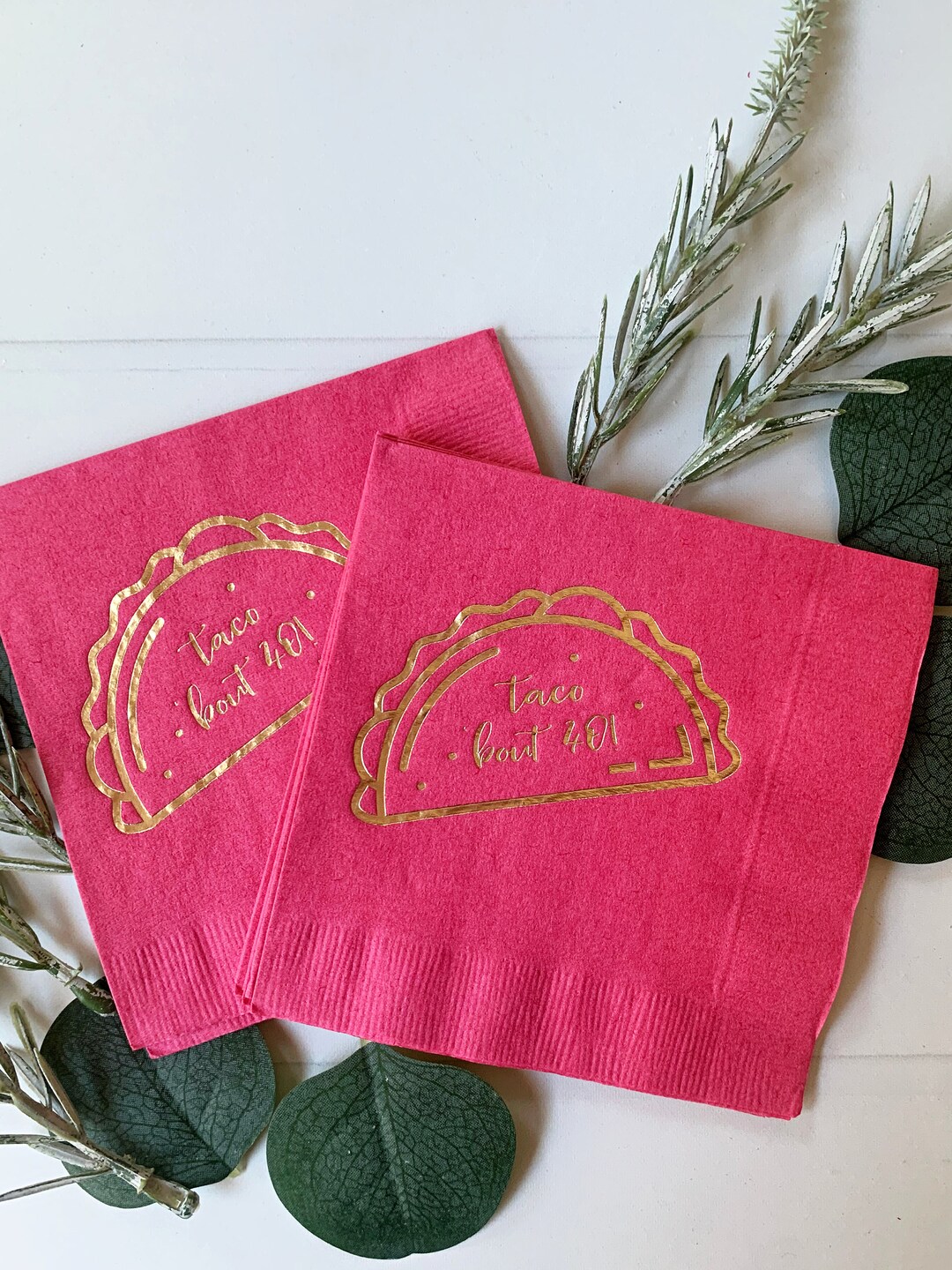 Taco 'bout 40 Cocktail Napkins Hot Pink Etsy