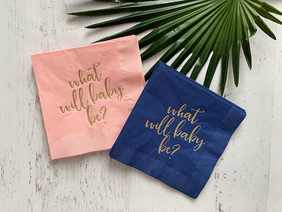 Gender Reveal What Will Baby Be? Napkins Il_570xn