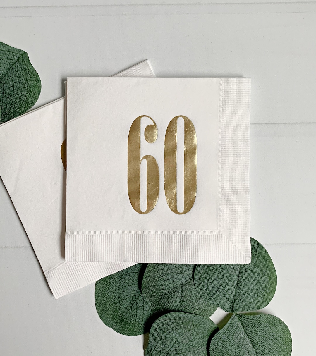60th Birthday Cocktail Napkins Gold on White Etsy