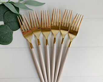 Linen and Gold Modern Forks