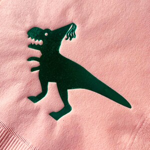 Dinosaur Birthday Napkins Pink Drink Size image 2