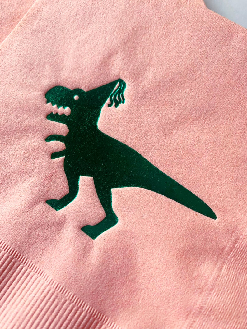 Dinosaur Birthday Napkins Pink Drink Size image 2