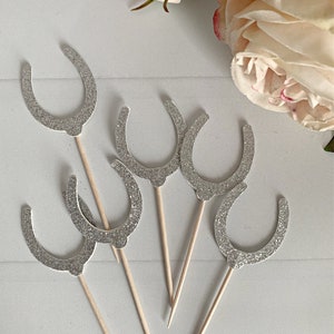 Derby Bridal Shower Horse Shoe Toppers - Silver