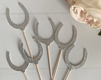 Derby Bridal Shower Horse Shoe Toppers - Silver