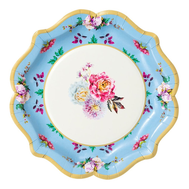 Tea Party Chintz Paper Plates 8 Inch Brights Truly Etsy