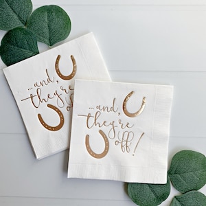 Kentucky Derby Cocktail Napkins: And They’re Off Horseshoe Party Decor, Set of 16