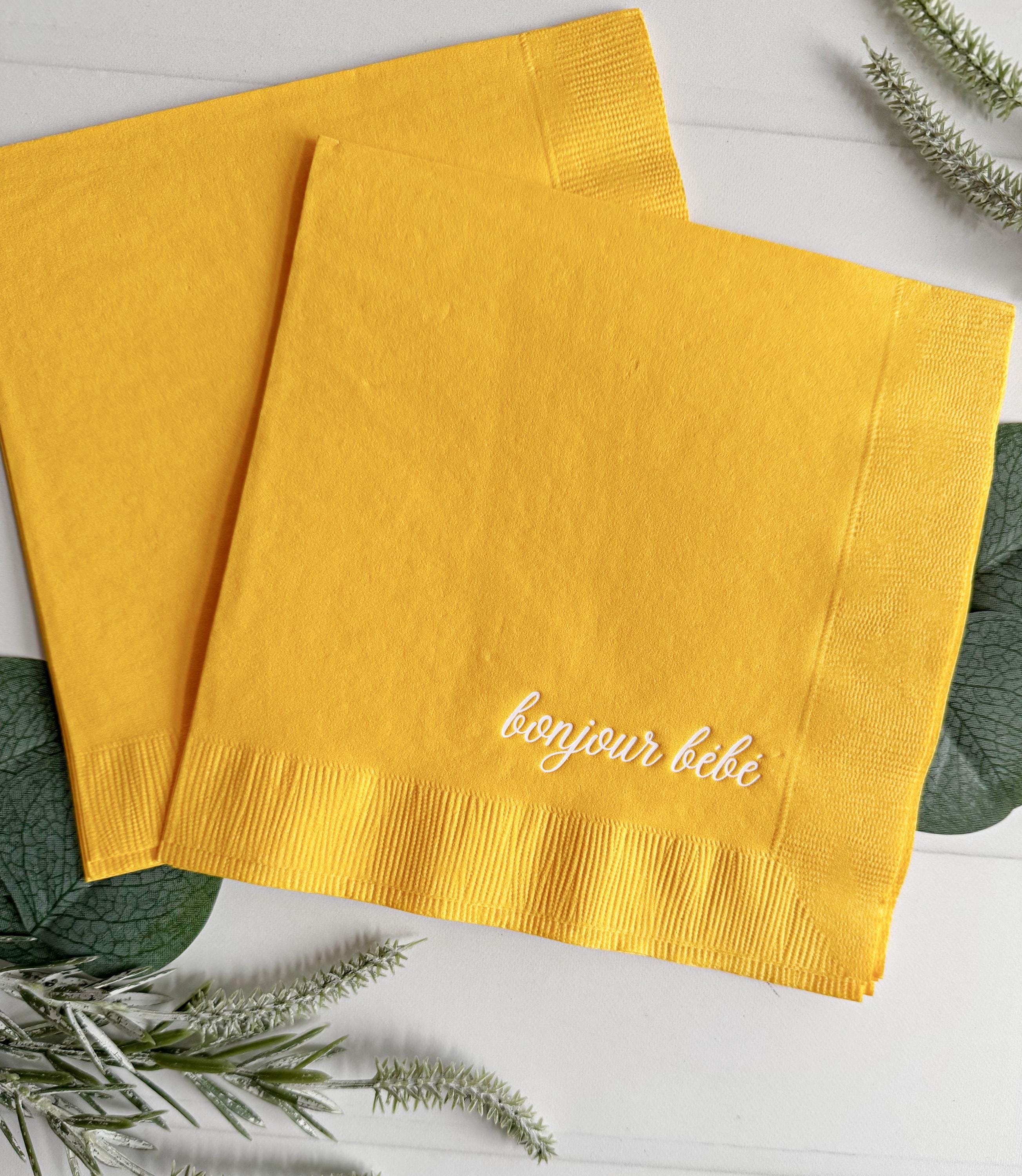 Bonjour Bébé Yellow Baby Shower Luncheon Napkins - 16 Pack