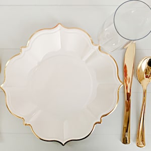 White Luncheon Plates with Gold Edge