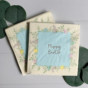 Happy Easter Floral Napkins: Watercolor Spring Brunch Decor