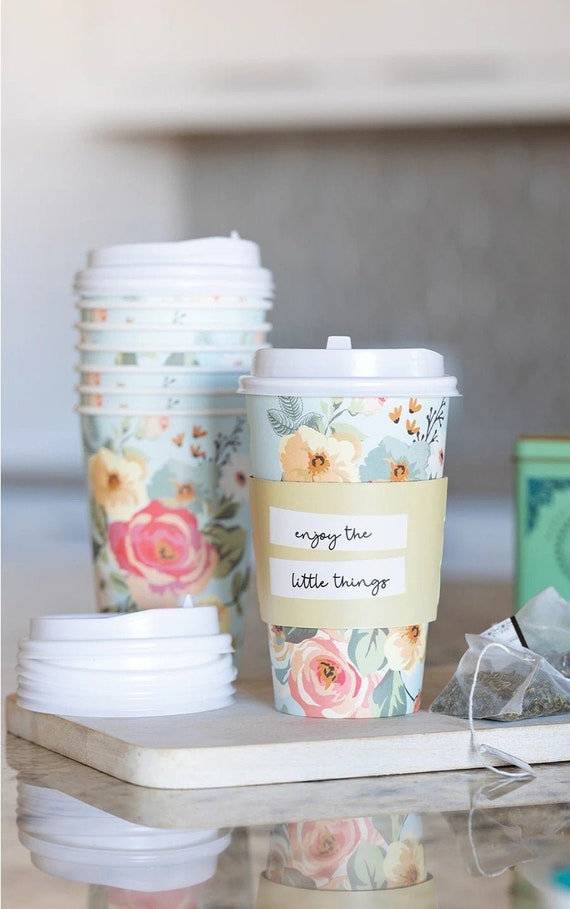 Floral Paper Coffee Cups Etsy